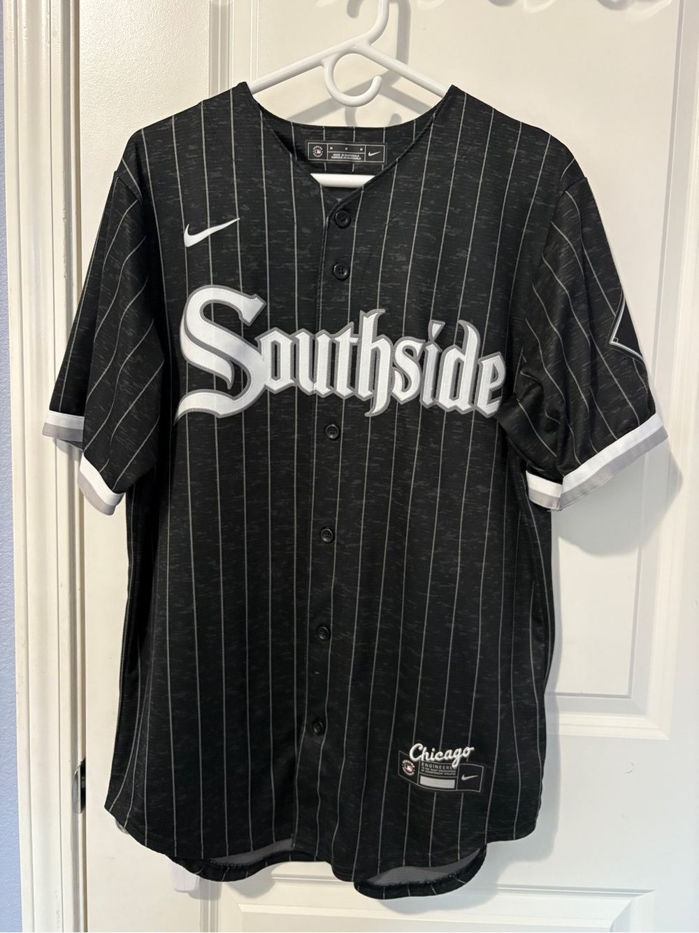 Nike Chicago White Sox Tim Anderson #7 Southside Black Pinstripe Jersey Men's M